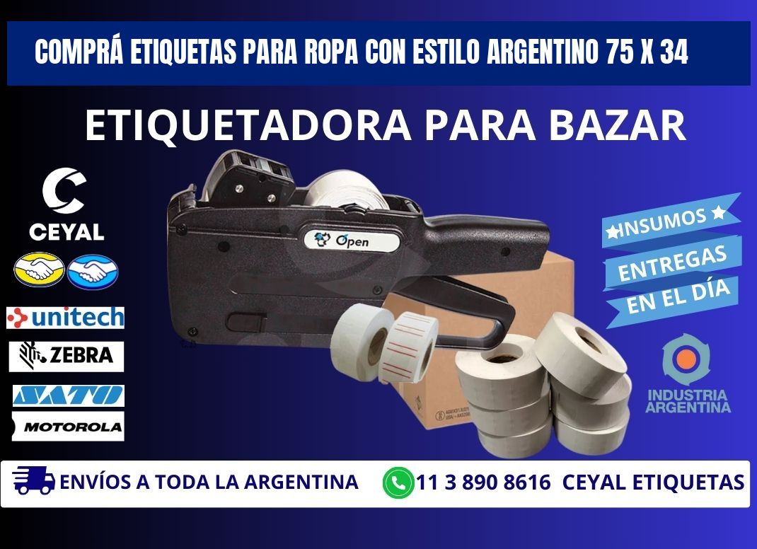 COMPRÁ ETIQUETAS PARA ROPA CON ESTILO ARGENTINO 75 x 34
