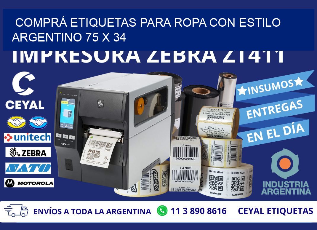 COMPRÁ ETIQUETAS PARA ROPA CON ESTILO ARGENTINO 75 x 34