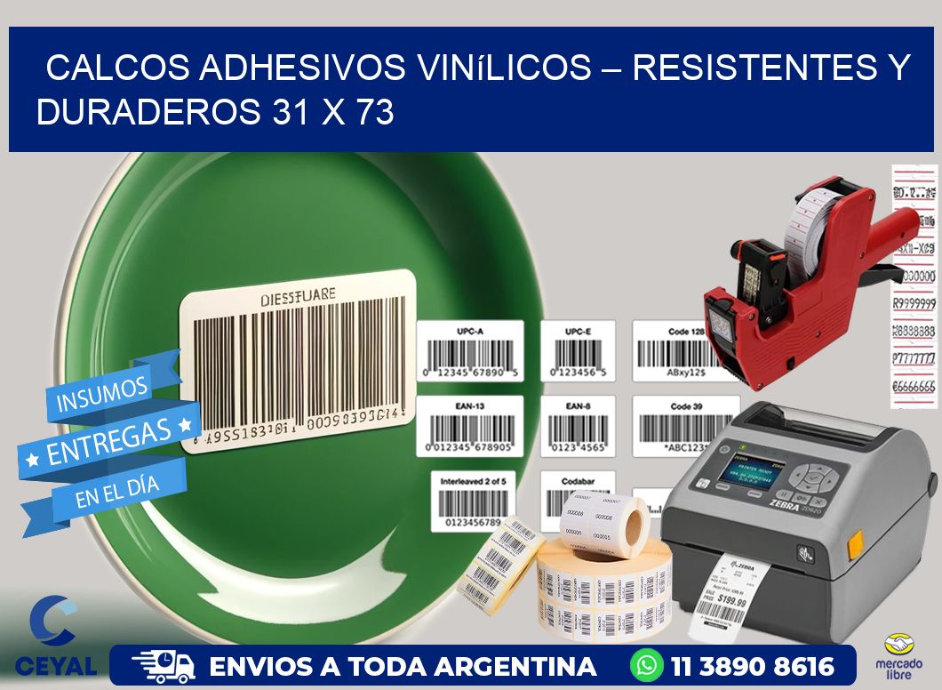 Calcos Adhesivos Vinílicos – Resistentes y Duraderos 31 x 73