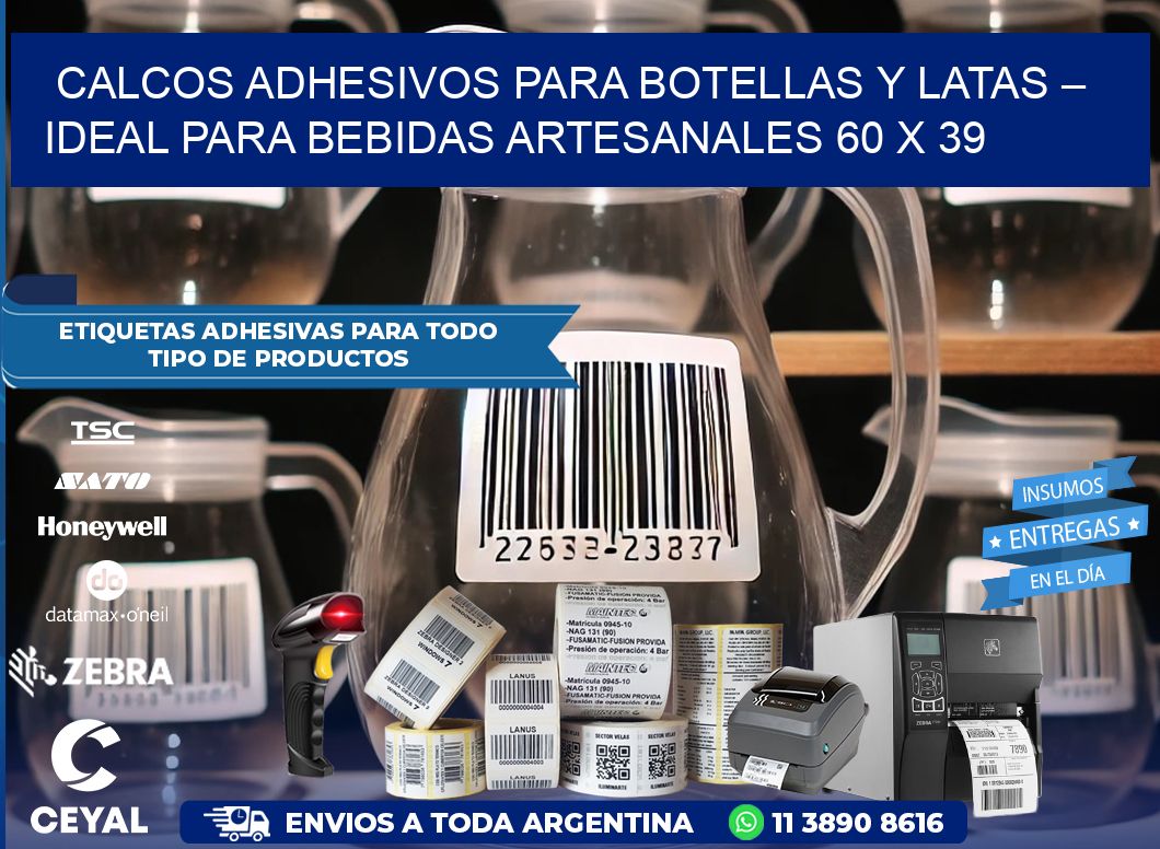 Calcos Adhesivos para Botellas y Latas – Ideal para Bebidas Artesanales 60 x 39