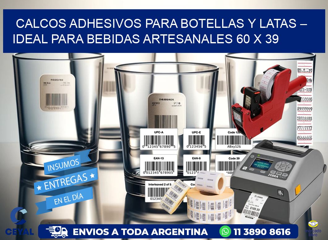 Calcos Adhesivos para Botellas y Latas – Ideal para Bebidas Artesanales 60 x 39