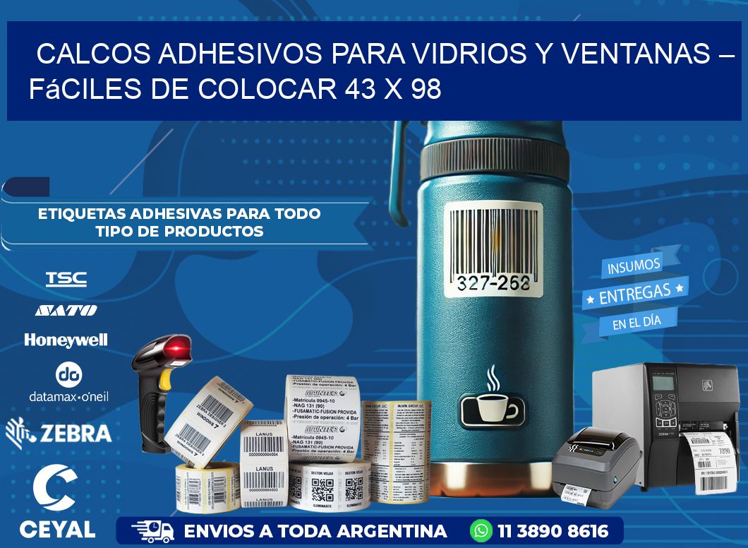 Calcos Adhesivos para Vidrios y Ventanas – Fáciles de Colocar 43 x 98