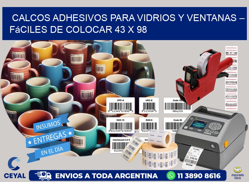 Calcos Adhesivos para Vidrios y Ventanas – Fáciles de Colocar 43 x 98