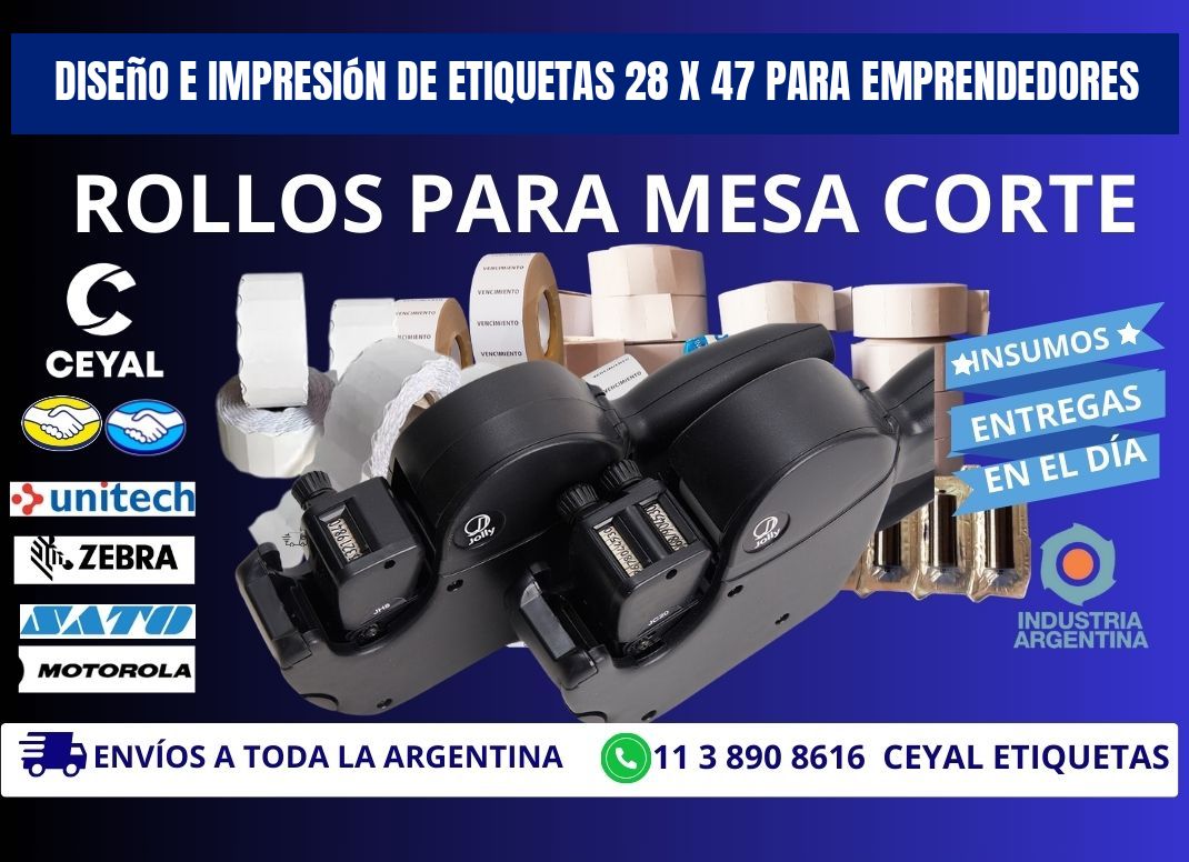 Diseño e Impresión de Etiquetas 28 x 47 para Emprendedores