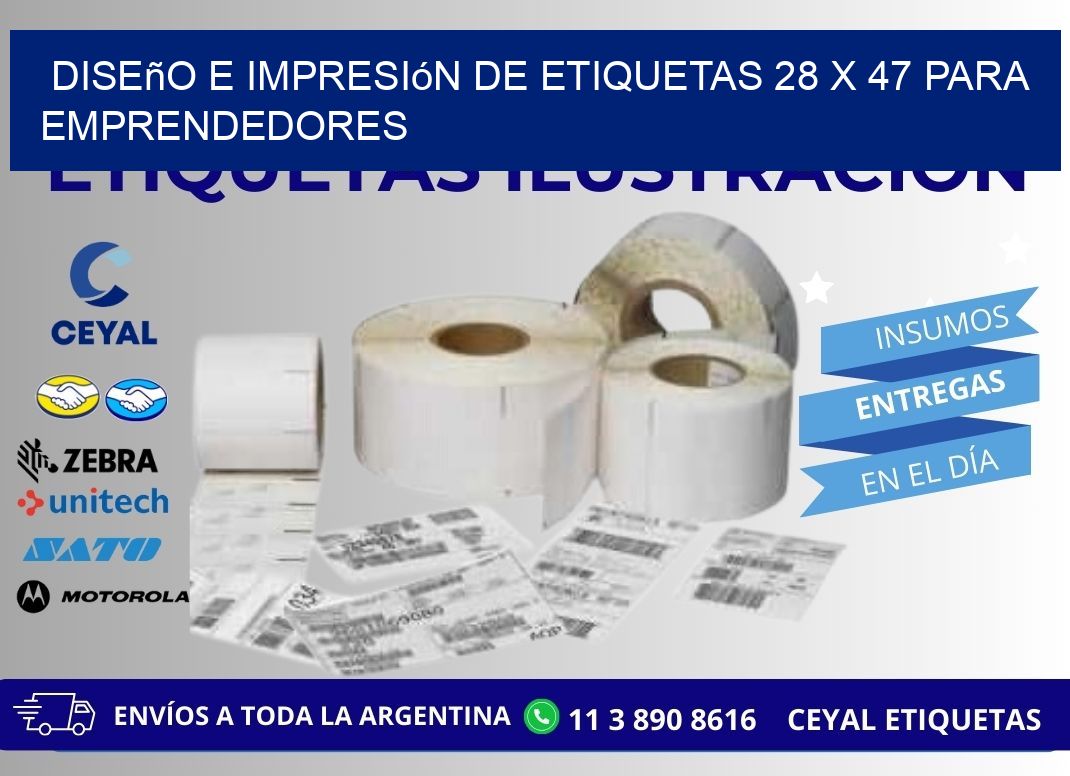 Diseño e Impresión de Etiquetas 28 x 47 para Emprendedores