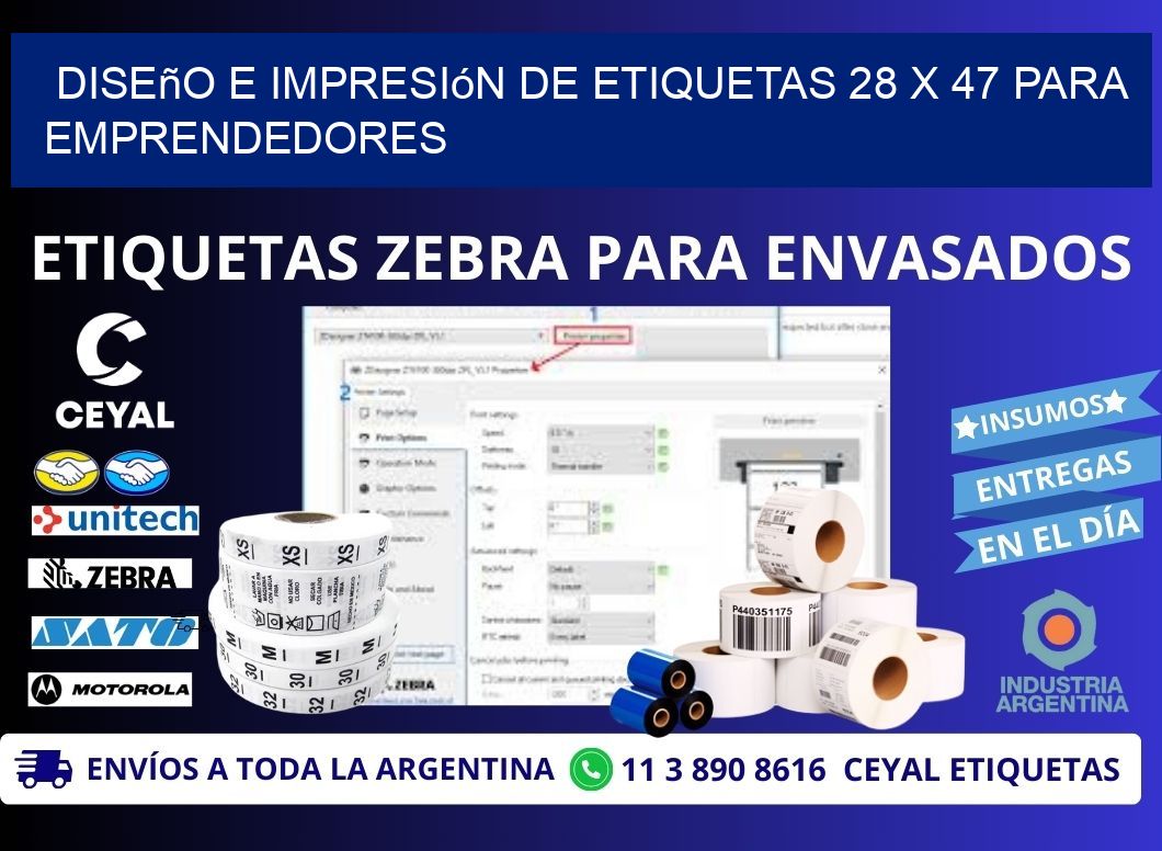 Diseño e Impresión de Etiquetas 28 x 47 para Emprendedores