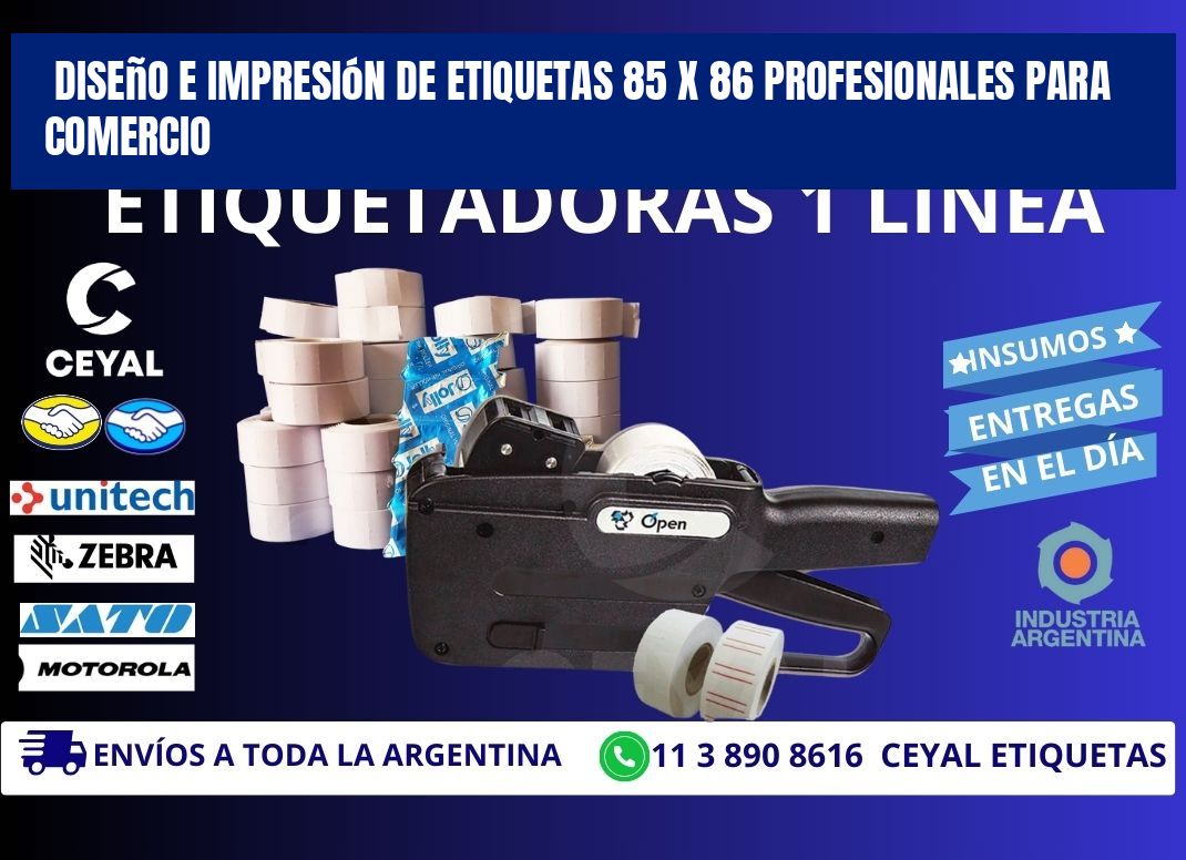 Diseño e Impresión de Etiquetas 85 x 86 Profesionales para Comercio