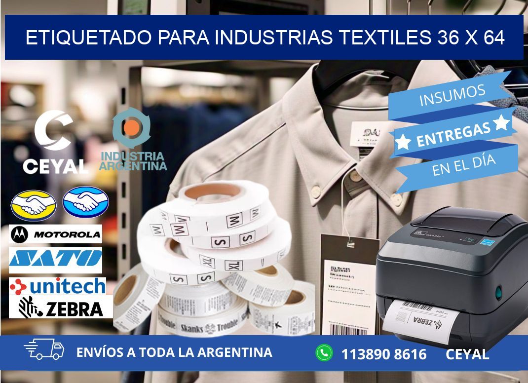 ETIQUETADO PARA INDUSTRIAS TEXTILES 36 x 64