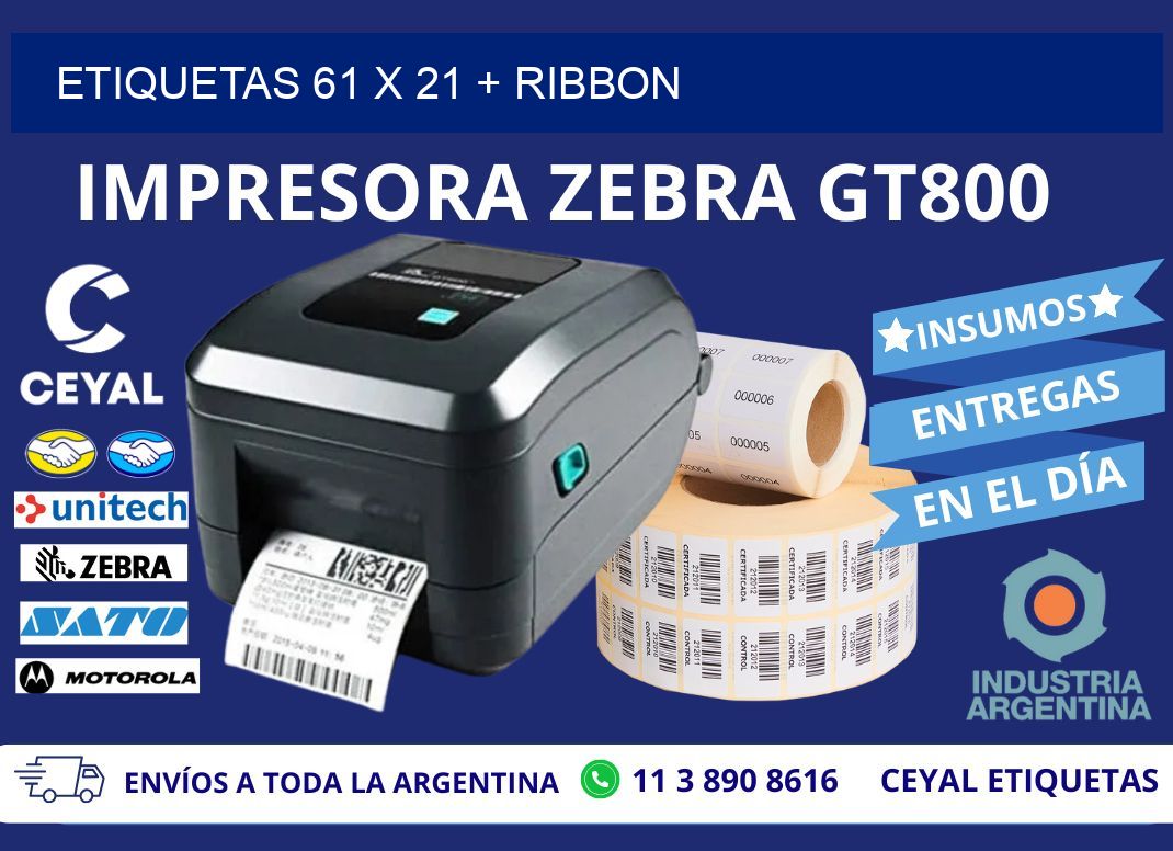 ETIQUETAS 61 x 21 + RIBBON