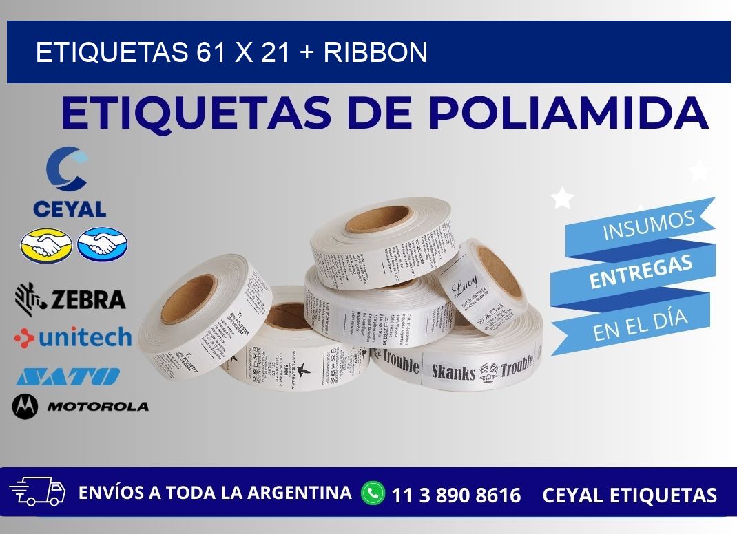 ETIQUETAS 61 x 21 + RIBBON