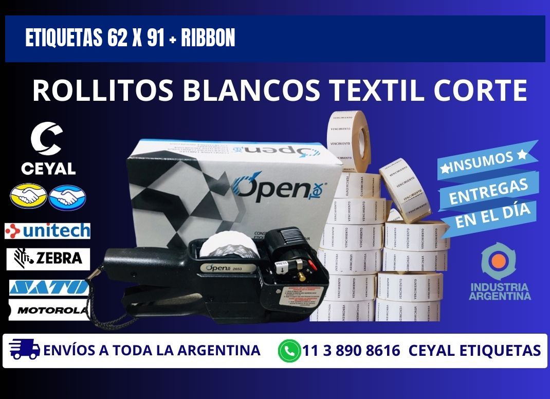 ETIQUETAS 62 x 91 + RIBBON