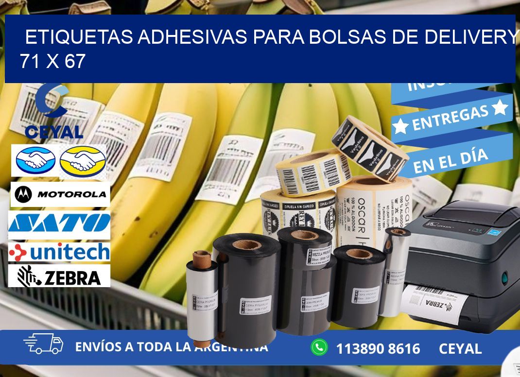 ETIQUETAS ADHESIVAS PARA BOLSAS DE DELIVERY 71 x 67