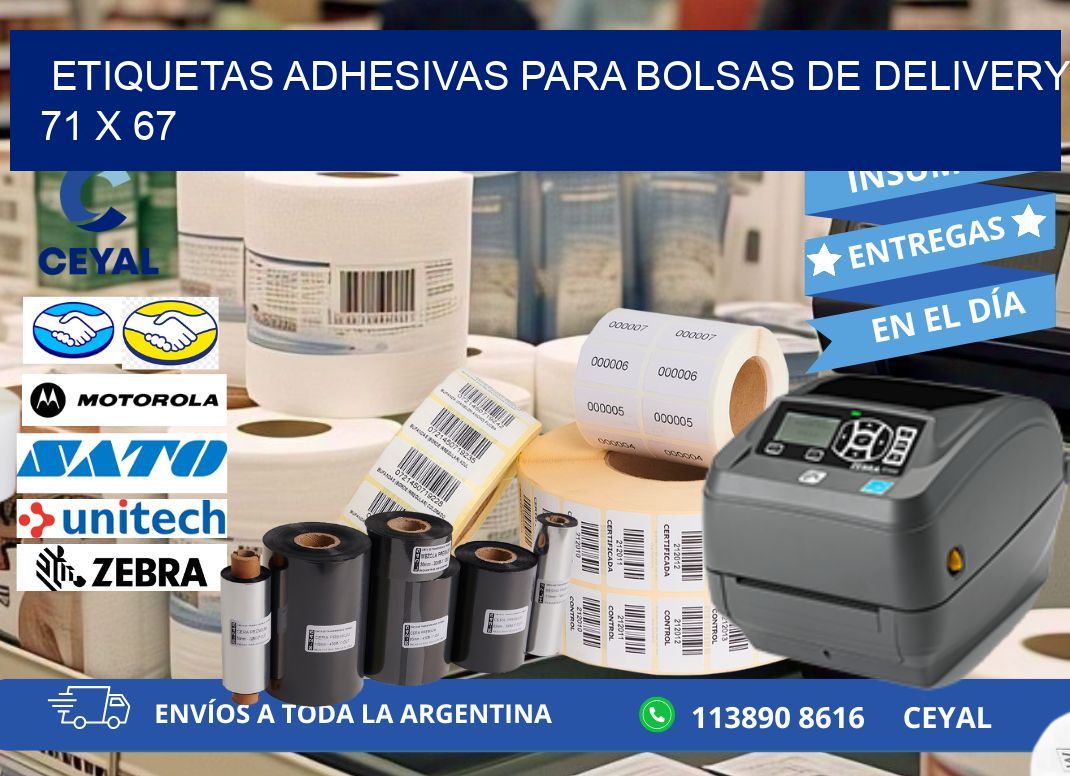 ETIQUETAS ADHESIVAS PARA BOLSAS DE DELIVERY 71 x 67