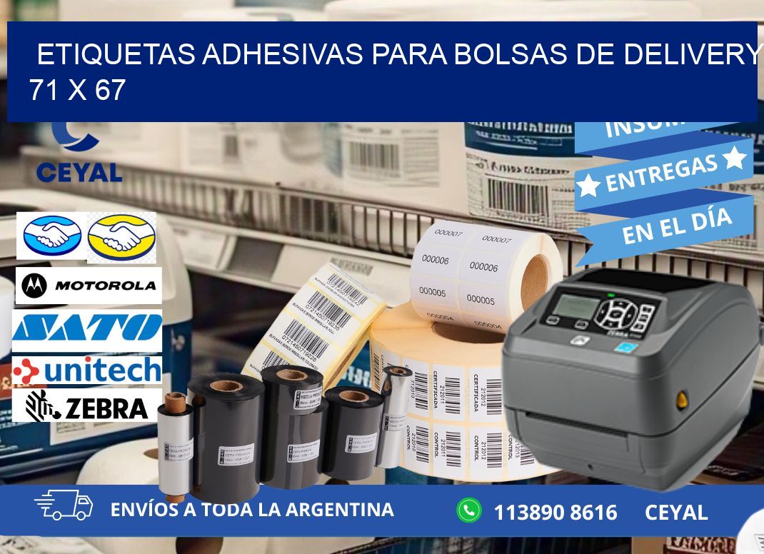 ETIQUETAS ADHESIVAS PARA BOLSAS DE DELIVERY 71 x 67