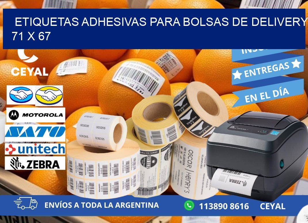 ETIQUETAS ADHESIVAS PARA BOLSAS DE DELIVERY 71 x 67