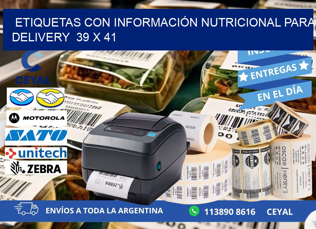 ETIQUETAS CON INFORMACIÓN NUTRICIONAL PARA DELIVERY  39 x 41