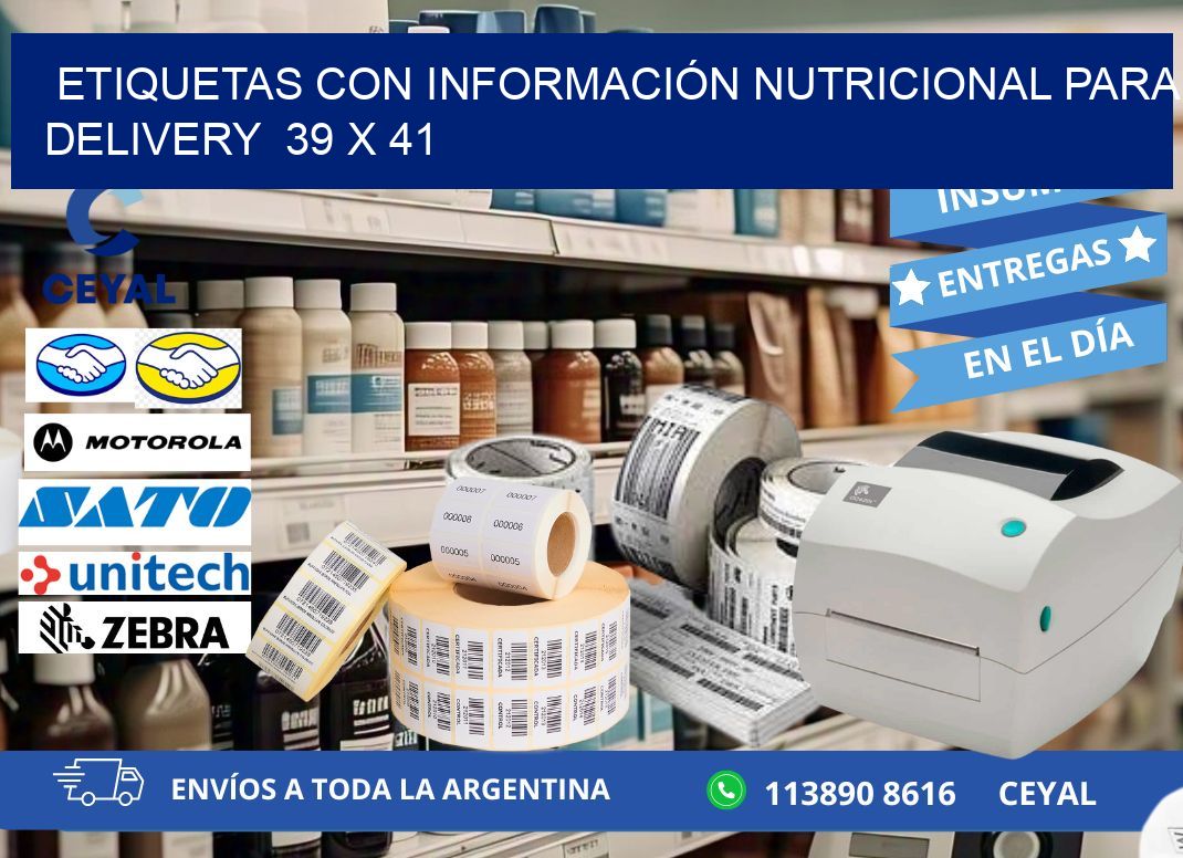 ETIQUETAS CON INFORMACIÓN NUTRICIONAL PARA DELIVERY  39 x 41