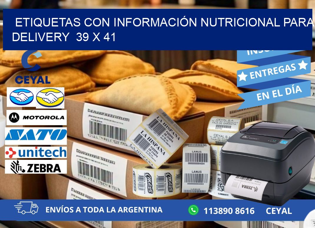 ETIQUETAS CON INFORMACIÓN NUTRICIONAL PARA DELIVERY  39 x 41