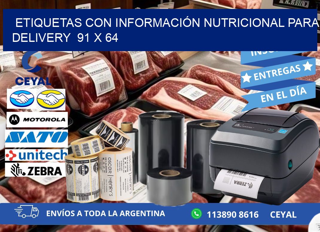 ETIQUETAS CON INFORMACIÓN NUTRICIONAL PARA DELIVERY  91 x 64