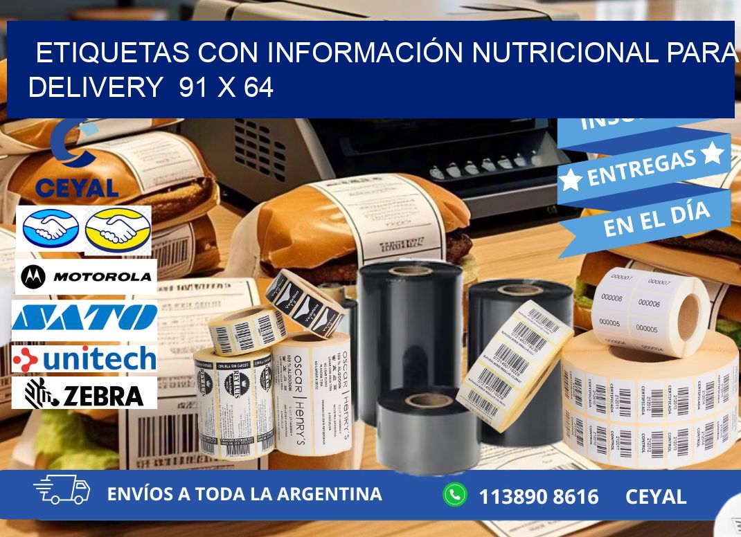 ETIQUETAS CON INFORMACIÓN NUTRICIONAL PARA DELIVERY  91 x 64