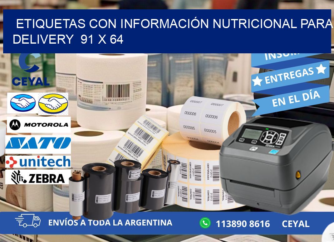 ETIQUETAS CON INFORMACIÓN NUTRICIONAL PARA DELIVERY  91 x 64