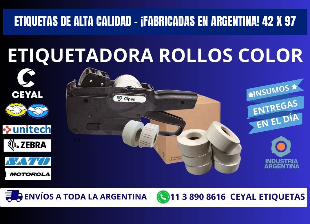 ETIQUETAS DE ALTA CALIDAD – ¡FABRICADAS EN ARGENTINA! 42 x 97
