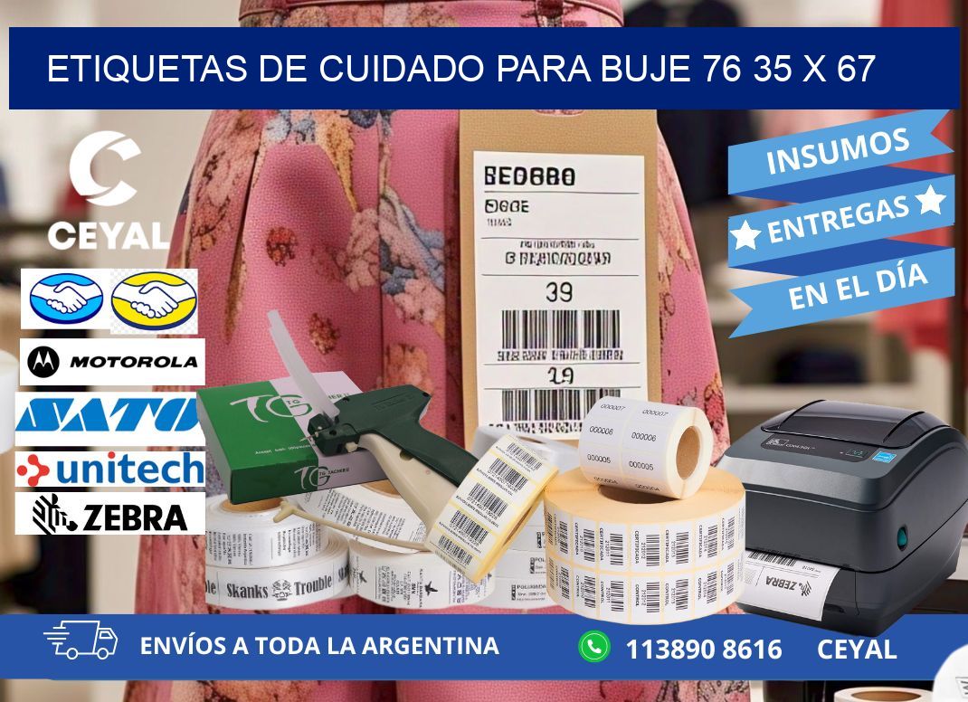 ETIQUETAS DE CUIDADO PARA BUJE 76 35 x 67