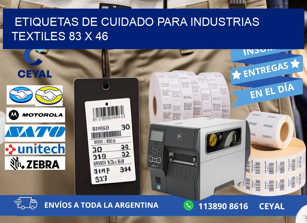 ETIQUETAS DE CUIDADO PARA INDUSTRIAS TEXTILES 83 x 46