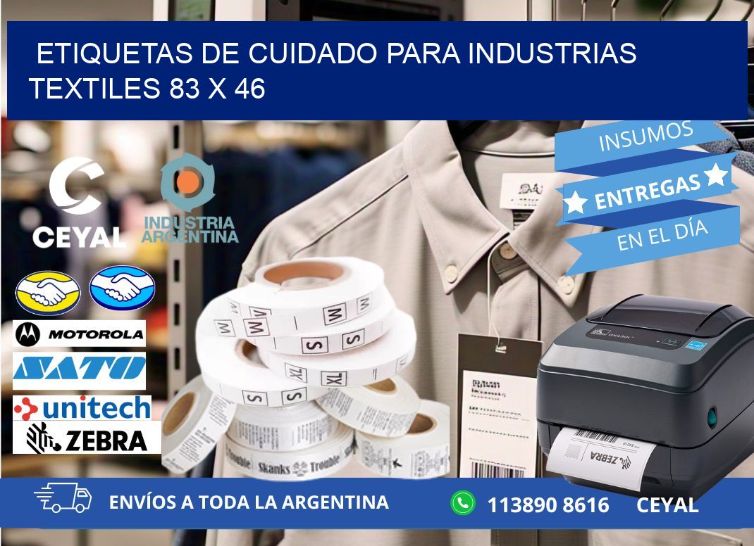 ETIQUETAS DE CUIDADO PARA INDUSTRIAS TEXTILES 83 x 46