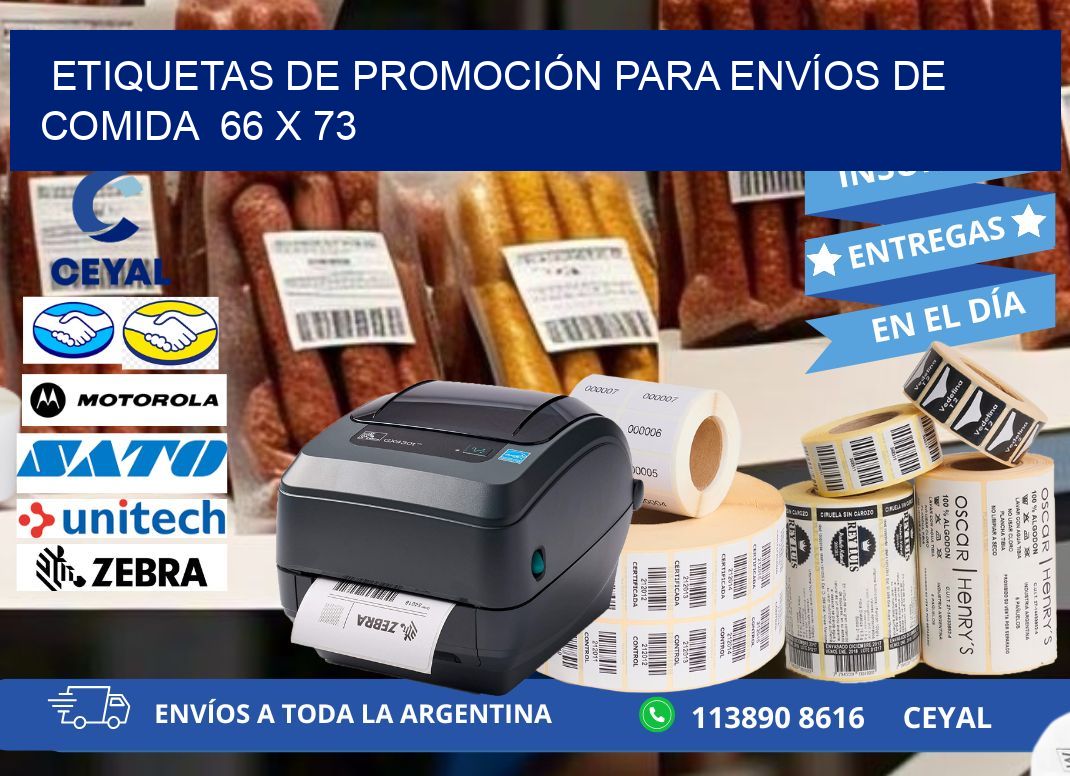 ETIQUETAS DE PROMOCIÓN PARA ENVÍOS DE COMIDA  66 x 73