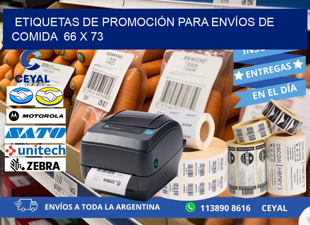 ETIQUETAS DE PROMOCIÓN PARA ENVÍOS DE COMIDA  66 x 73