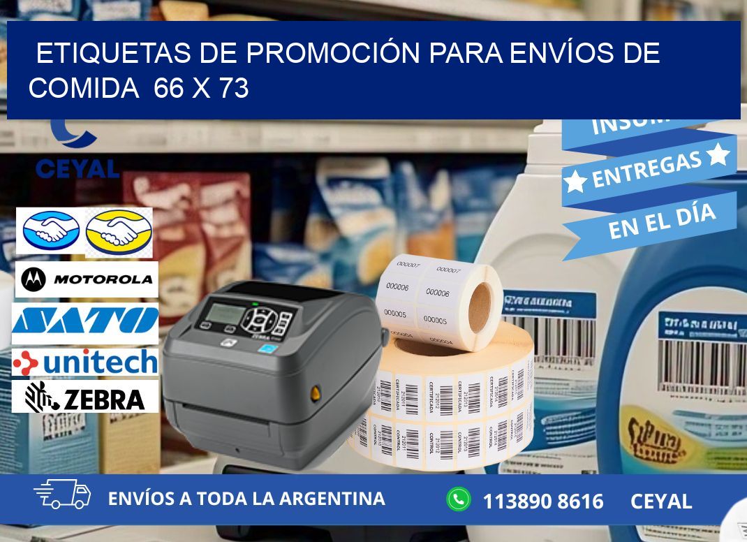 ETIQUETAS DE PROMOCIÓN PARA ENVÍOS DE COMIDA  66 x 73