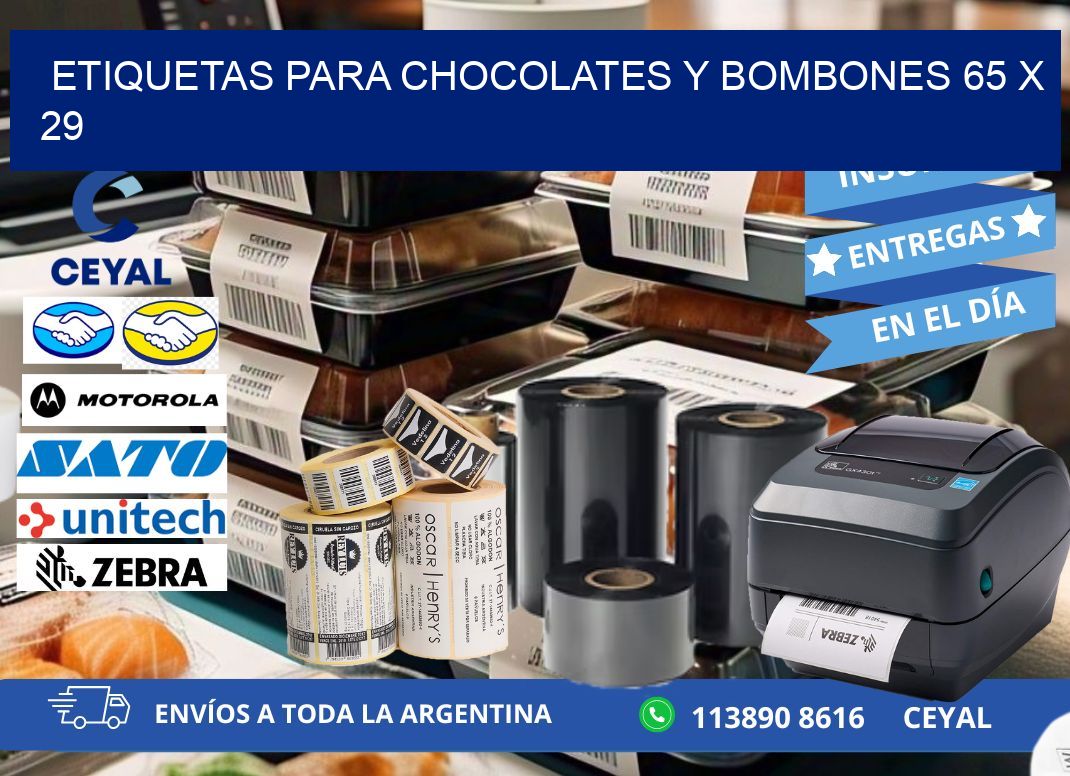 ETIQUETAS PARA CHOCOLATES Y BOMBONES 65 x 29