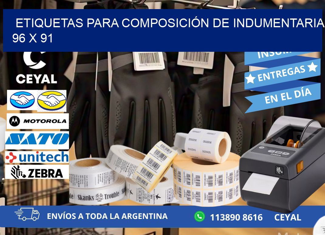 ETIQUETAS PARA COMPOSICIÓN DE INDUMENTARIA 96 x 91
