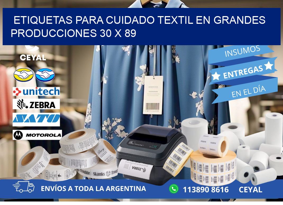 ETIQUETAS PARA CUIDADO TEXTIL EN GRANDES PRODUCCIONES 30 x 89