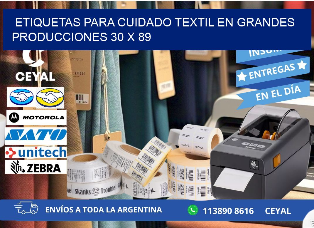 ETIQUETAS PARA CUIDADO TEXTIL EN GRANDES PRODUCCIONES 30 x 89