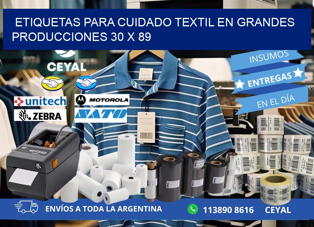 ETIQUETAS PARA CUIDADO TEXTIL EN GRANDES PRODUCCIONES 30 x 89