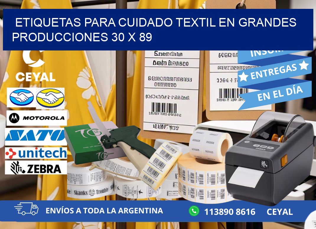 ETIQUETAS PARA CUIDADO TEXTIL EN GRANDES PRODUCCIONES 30 x 89