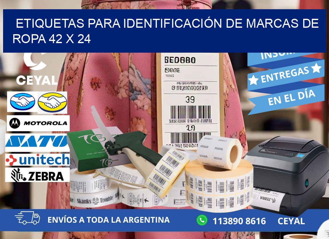 ETIQUETAS PARA IDENTIFICACIÓN DE MARCAS DE ROPA 42 x 24