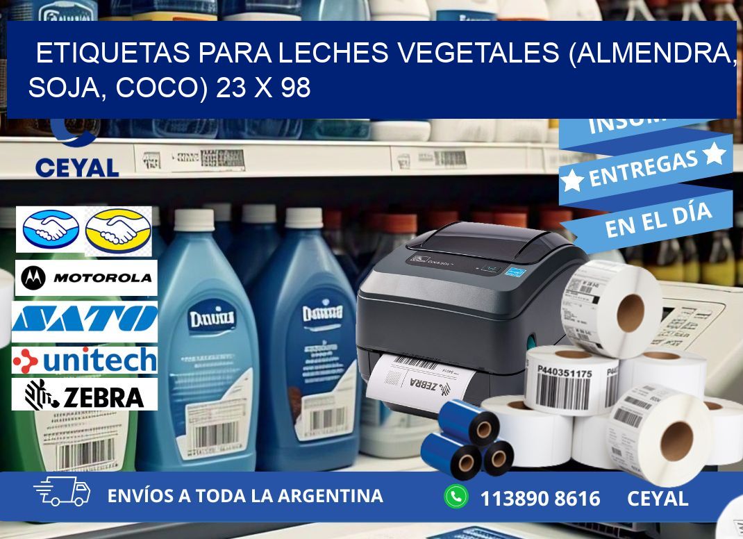 ETIQUETAS PARA LECHES VEGETALES (ALMENDRA, SOJA, COCO) 23 x 98