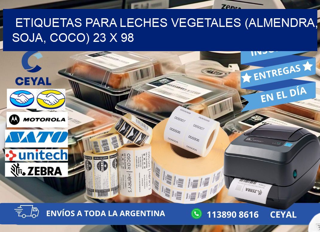 ETIQUETAS PARA LECHES VEGETALES (ALMENDRA, SOJA, COCO) 23 x 98