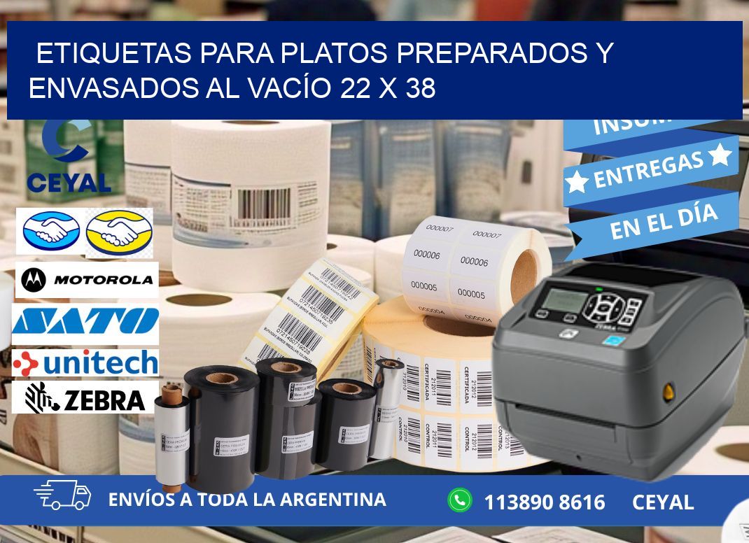 ETIQUETAS PARA PLATOS PREPARADOS Y ENVASADOS AL VACÍO 22 x 38