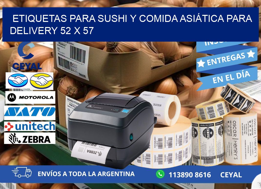 ETIQUETAS PARA SUSHI Y COMIDA ASIÁTICA PARA DELIVERY 52 x 57