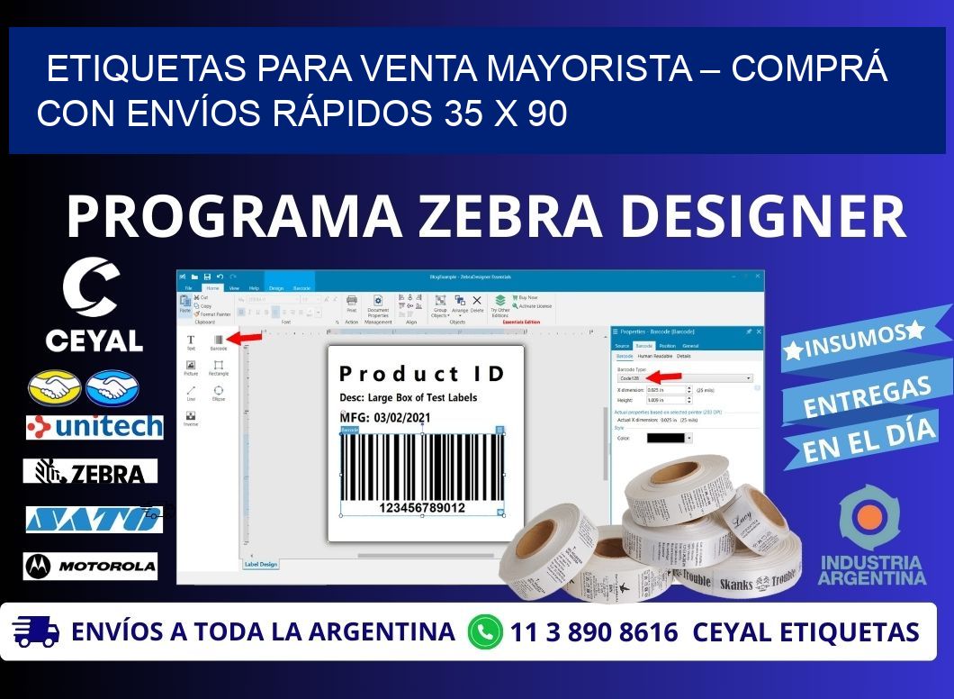 ETIQUETAS PARA VENTA MAYORISTA – COMPRÁ CON ENVÍOS RÁPIDOS 35 x 90