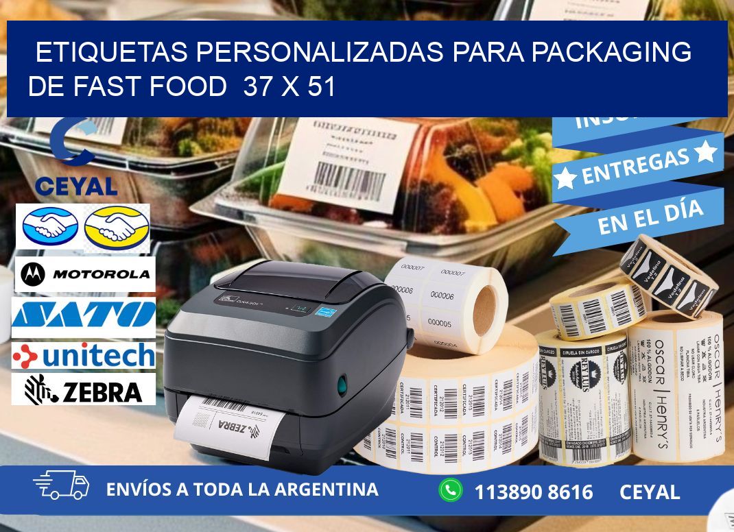 ETIQUETAS PERSONALIZADAS PARA PACKAGING DE FAST FOOD  37 x 51