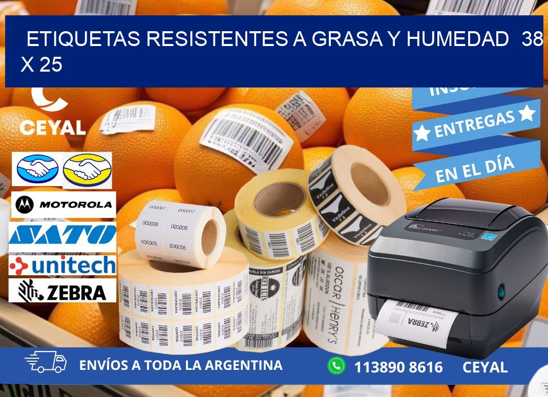 ETIQUETAS RESISTENTES A GRASA Y HUMEDAD  38 x 25