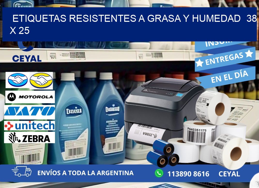 ETIQUETAS RESISTENTES A GRASA Y HUMEDAD  38 x 25