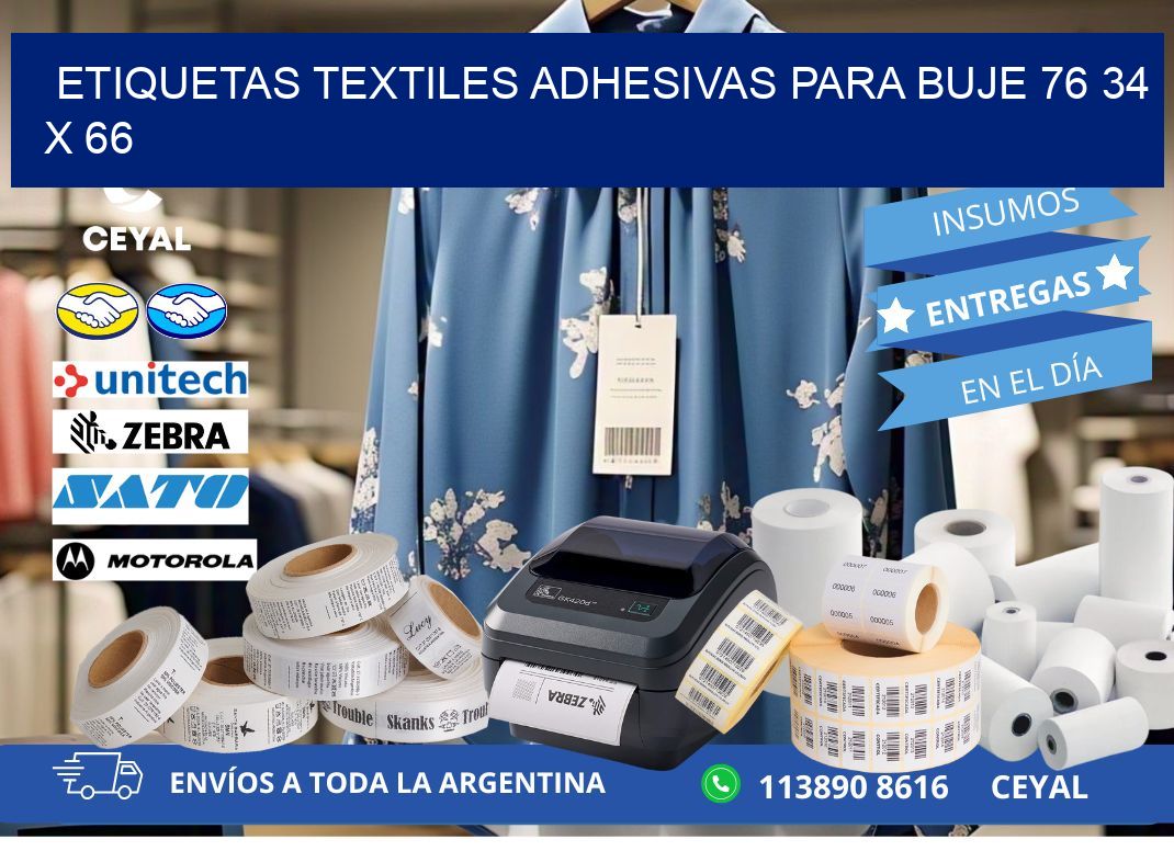 ETIQUETAS TEXTILES ADHESIVAS PARA BUJE 76 34 x 66