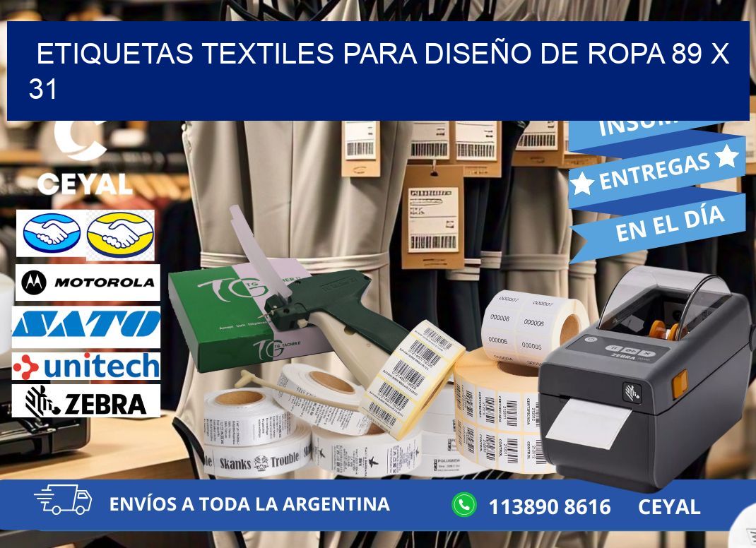 ETIQUETAS TEXTILES PARA DISEÑO DE ROPA 89 x 31