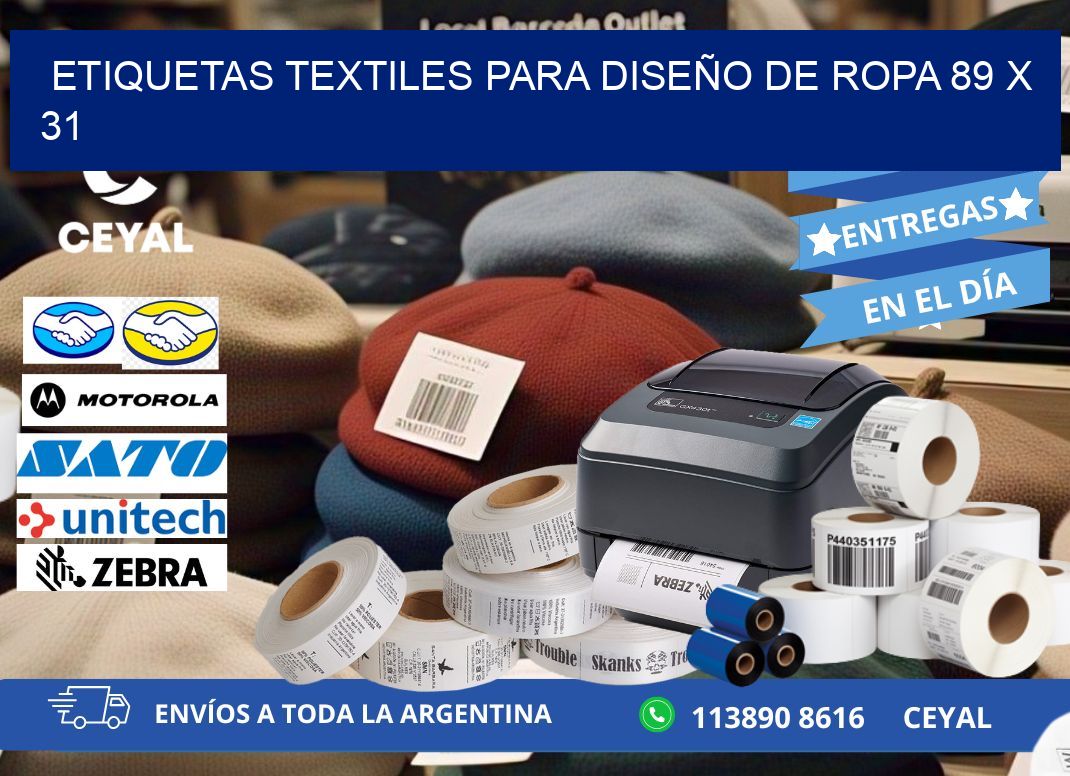 ETIQUETAS TEXTILES PARA DISEÑO DE ROPA 89 x 31